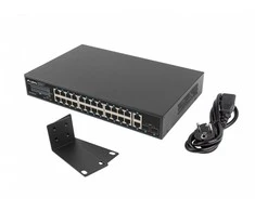 LANBERG jungiklis PoE+ 19 colių 24x 1GB POE+ 2x GB 2x SFP 360W RSGE-24P-2GE-2S-360 nevaldomas