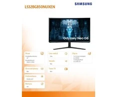 Samsung | Monitorius | G850 UHD | 32 " | VA | 16:9 | 240 Hz | 1 ms | 3840 x 2160 pikselių | 350 cd/m² | Baltas