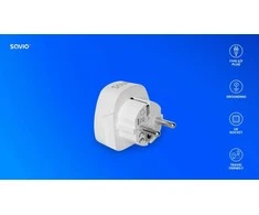 Universalus kelioninis adapteris, UK lizdas į EU kištuką, SAVIO AP-02, baltas, įžemintas, 3250W, kompaktiškas dydis