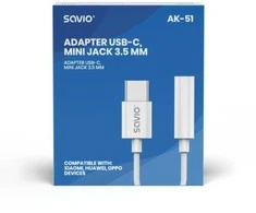Garso Adapteris - SAVIO AK-51 USB Type 3.1 C į 3.5mm Mot. Balta