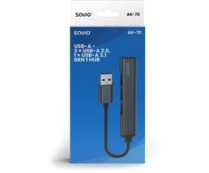 USB adapteris – Savio AK-70 3 × USB-A 2.0, 1 × USB-A 3.1 Gen 1, 4-in-1, 5 Gbps