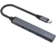 USB adapteris – Savio AK-71 3 x USB-A 2.0, 1 x USB-A 3.0, 4-in-1, 5 Gbps