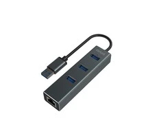 USB Hub - Savio AK-57 3x USB-A Huba su RJ-45 Gigabit Ethernet 5000 Mbit/s Pilkas