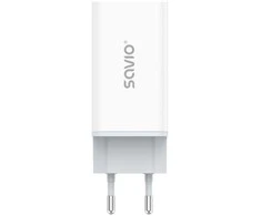 Savio Įkroviklis jungiama į tinklą 65W GaN LA-07 su kablem USB-A-USB typ C 1m, balta
