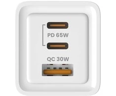 Savio Įkroviklis jungiama į tinklą 65W GaN LA-07 su kablem USB-A-USB typ C 1m, balta