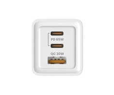 Sieninis Įkroviklis - Savio La-07 65W, USB, QC4.0+, PD 3.0, Baltas