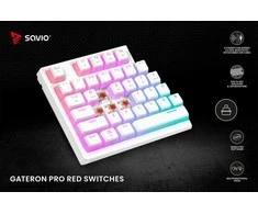 Savio Klaviatūra mechaninė belaidė PHENIX Baltas Gateron Raudona Pro, Pudding