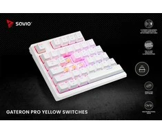 SAVIO PHENIX Baltas Belaidė mechaninė klaviatūra, Gateron Raudona Pro, ABS