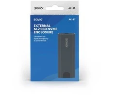 Savio M.2 SSD NVMe išorinio disko korpusas, USB-C 3.1, AK-67, pilkas