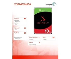 „SEAGATE Ironwolf NAS HDD 10TB 7200rpm 6Gb/s SATA 256MB cache 89cm 3.5inch 24x7 CMR“ skirtas NAS ir RAID Rackmount sistemoms, juodos spalvos