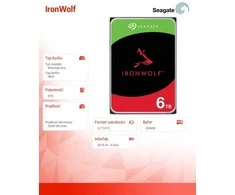 SEAGATE NAS HDD 6TB IronWolf 5400rpm 6Gb/s SATA 256MB talpykla 3,5 colio