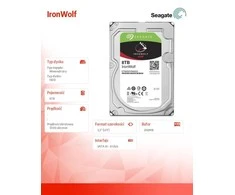 „SEAGATE NAS HDD 8TB IronWolf 7200rpm 6Gb/s SATA 256MB cache 8,9cm 3,5inch 24x7“ skirtas NAS ir RAID Rackmount sistemoms, juodos spalvos