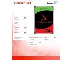 Seagate IronWolf Pro ST24000NT002 vidinis kietasis diskas 24 TB 7200 RPM 512 MB 3,5" Serial ATA III