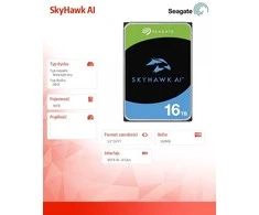 SEAGATE stebėjimo vaizdo optimizuotas AI Skyhawk 16TB HDD SATA 6Gb/s 512MB talpykla 3,5 colio CMR Helium