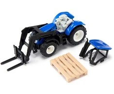 Siku Traktorius su šakėmis ir New Holland padėklais