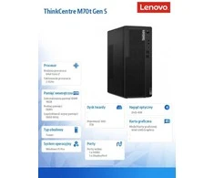 Lenovo „ThinkCentre M70t G5 Tower“ stacionarus kompiuteris, 12U60005PB, W11Pro, i7-14700, 16GB, 1TB, INT/DVD/vPro, 3 metų operacinė sistema.