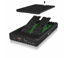 ICY BOX IB-2817MCL-C31 Externes USB-C 3.2 Gehuse fr 2x M.2 NVMe SSD mit Klonfunktion