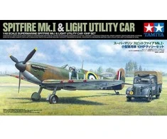 Tamiya – Supermarine Spitfire Mk.I &amp; Light Utility Car 10HP Tilly Set, 1/48, 25211