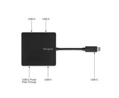 TARGUS USB-C šakotuvas Prie 3x USB-A ir 1x USB-C Baterijos įkrovimo Juodas (B2b)