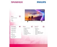 „Philips“ 4K „Ambilight“ televizorius | 75PUS8510/12 | 75 | Išmanusis televizorius | „AMBILIGHT“ televizorius | UHD