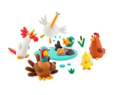 Tm Toys Hey Clay - Plastikinė masė paukščių modeliavimui su ferma