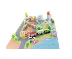 Medinės kaladėlės Trefl O!Blocks Happy Town