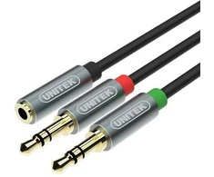 UNITEK Y-C957ABK Unitek Cable miniJack 3,5mm (F) - 2x 3,5mm (M) Y-C957ABK