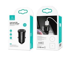 USAMS automobilinis įkroviklis 2xUSB 2,4A Minijuodos spalvos CC114TC01 (US-CC114)