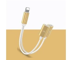 USB adapteris Usams US-SJ160 Lightning – Lightning x2 Auksinis (SJ1602L02)