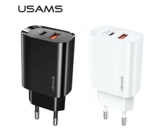 USAMS Tinklo įkroviklis 1xUSB-C+1xUSB T35 20W (only head) PD3.0 +QC3.0 Fast Charging baltos spalvos CC121TC01 (US-CC121)