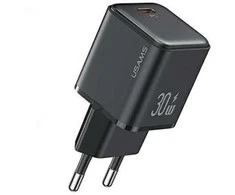 USAMS Laidinis įkroviklis 1xUSB-C PD 30W 3A (only head) PD3.0 Fast Charging juodos spalvos X-ron Series CC186TC01