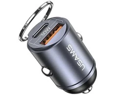 USAMS automobilinis įkroviklis 1xUSB+1xUSB-C C38 30WPD Fast Charge tarnish CC206CC01 (US-CC206)