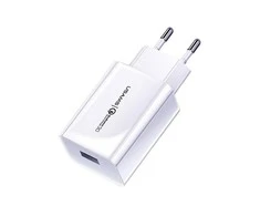 USAMS laidinis įkroviklis 1xUSB T22 18W 3A QC3.0+ kabelis USB-C 1m baltos spalvos (T48) T48OCLN01