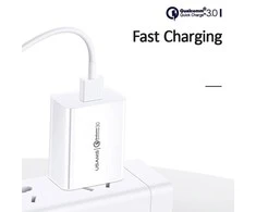USAMS laidinis įkroviklis 1xUSB T22 18W 3A QC3.0+ kabelis USB-C 1m baltos spalvos (T48) T48OCLN01