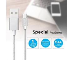 V-tac 1m mikro USB laidas, sidabrinis, laido tipas : pintas.