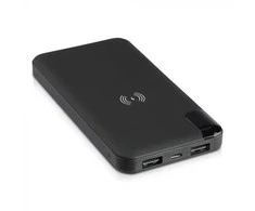 Išorinė baterija (power bank) V-TAC, juodas, 8000mAh su bevielio pakrovimo funkcija, su ekranu.