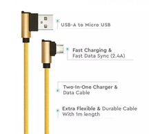 V-tac 1m mikro USB laidas, auksinės spalvos