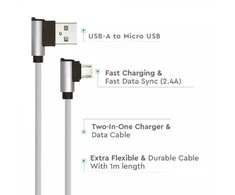 V-tac 1m mikro USB laidas, sidabrinis