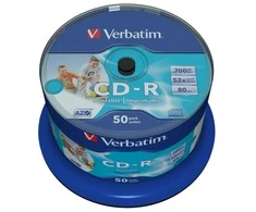 Verbatim CD-R AZO platus rašalinis spausdintuvas, spausdinamas be ID 700 MB 50 vnt