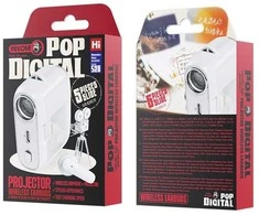WEKOME S28 Pop Digital Series – Bluetooth V5.3 TWS belaidės ausinės su įkrovimo dėklu su projektoriaus funkcija (balta)