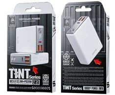 WEKOME WP-27 atspalvių serija – maitinimo blokas 10 000 mAh itin greitas įkrovimas USB-C PD 20W + 2x USB-A QC3.0 22.5W (balta)