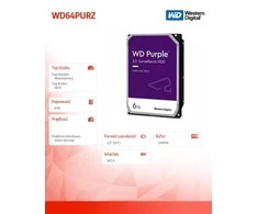 Western Digital HDD Video Surveillance WD Violetinė 6TB CMR, 3.5'', 256MB, SATA 6Gbps, TBW: 180
