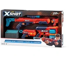 XShot Excel Combo Hawk + xcess + Fury 4 + mikro paleidimo rinkinys
