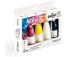 Akrilinių dažų rinkinys Darwi 5x75ml pagrindinės spalvos
