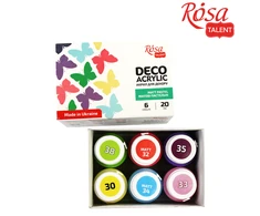 Akrilinių dažų rinkinys dekoravimui Rosa Talent 6x20ml, pastelinės spalvos