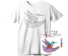 ROSA Medvilninių marškinėlių S dydžio dekoravimo rinkinys, Kolibris