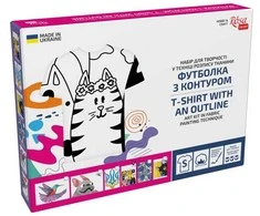 ROSA Medvilninių marškinėlių S dydžio dekoravimo rinkinys, Katinas