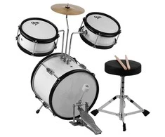 3 dalių vaikiškų būgnų komplektas V-TONE VD JUNIOR, baltas