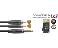 Audio adapteris Stagg REAN 2 x RCA/m - 6.35mm TS/m 10cm