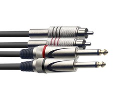 Audio kabelis Stagg 2 x 6.35mm Jack TRS - 2 x RCA 1.5m